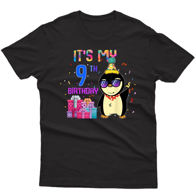 9 Years Old 9th Birthday Penguin Shirt Girl Daughter Gift Pa