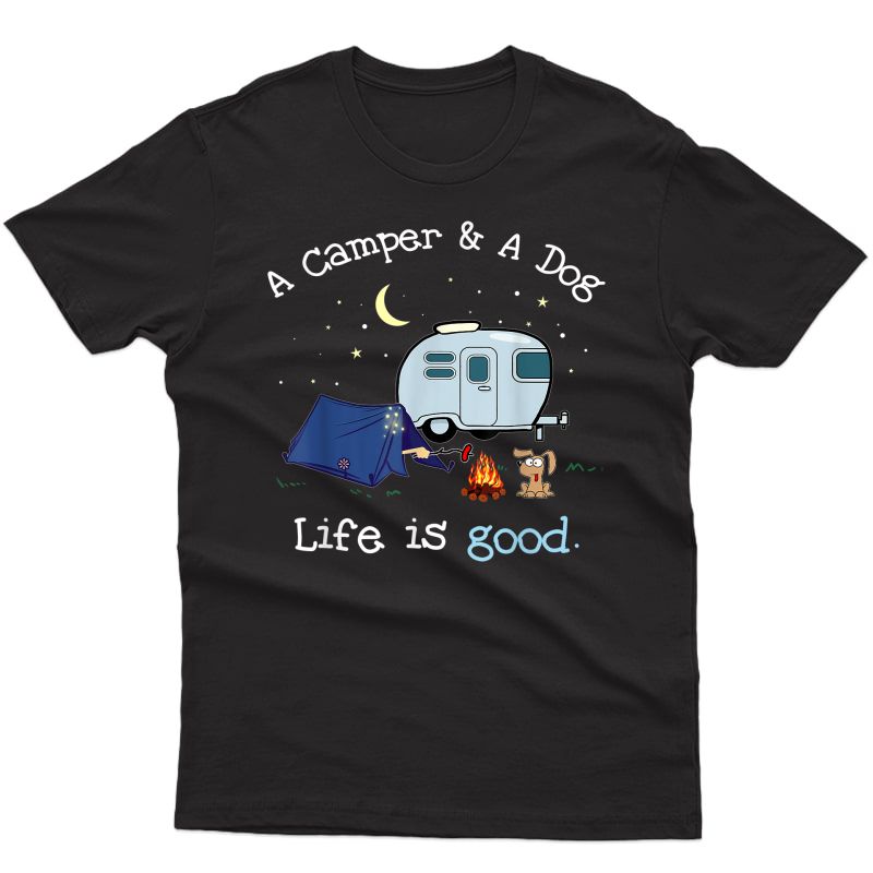 A Camper And A Dog Cool Outdoor Camp Gift T-shirt