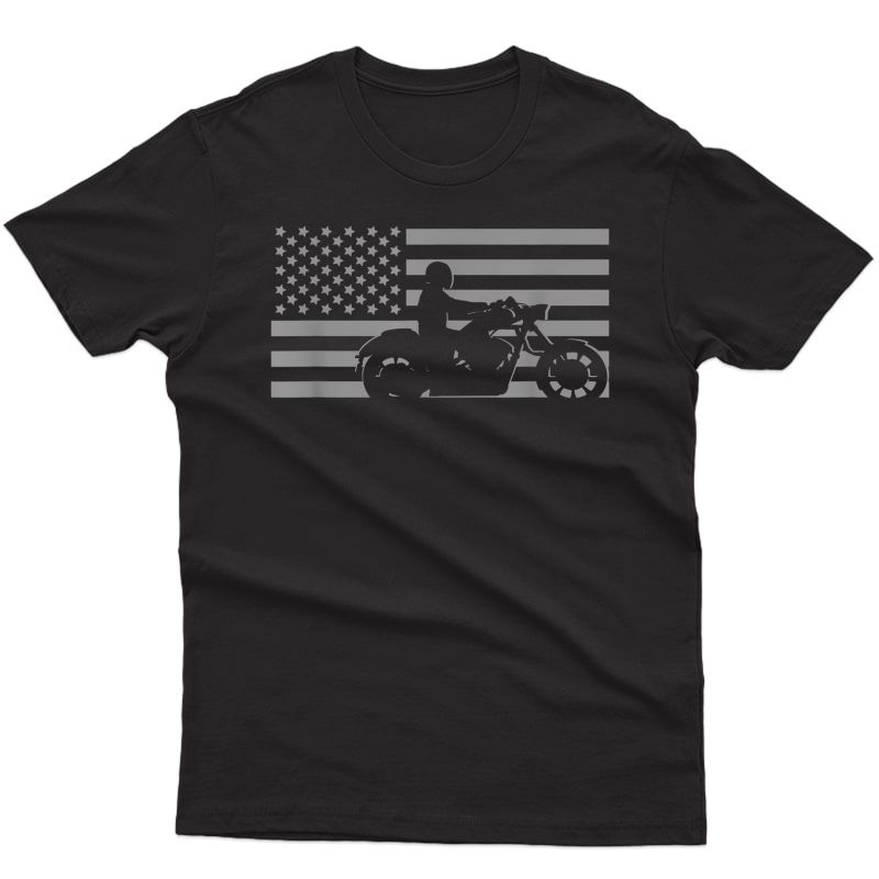 American Flag Biker Motorcycle T-shirt