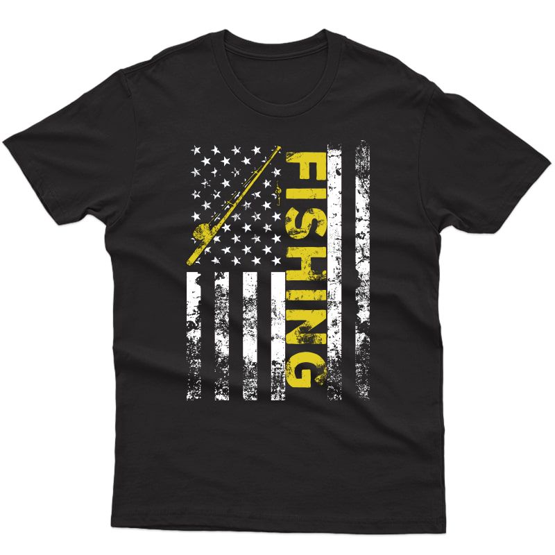 American Flag Fishing Rod Usa Patriotic Shirts