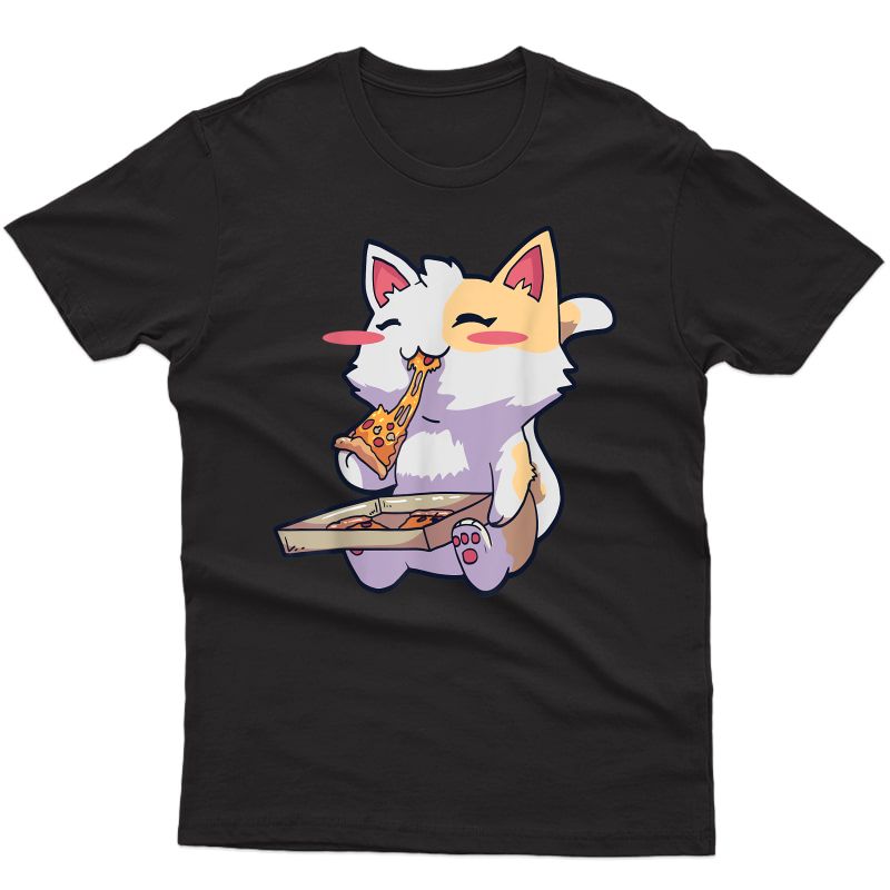 Anime Cat Pizza Kawaii Neko T-shirt
