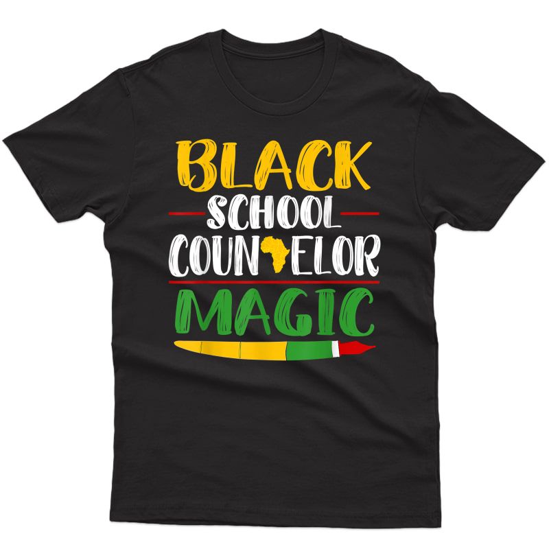 Black School Counselor Magic Black History Month Tea T-shirt