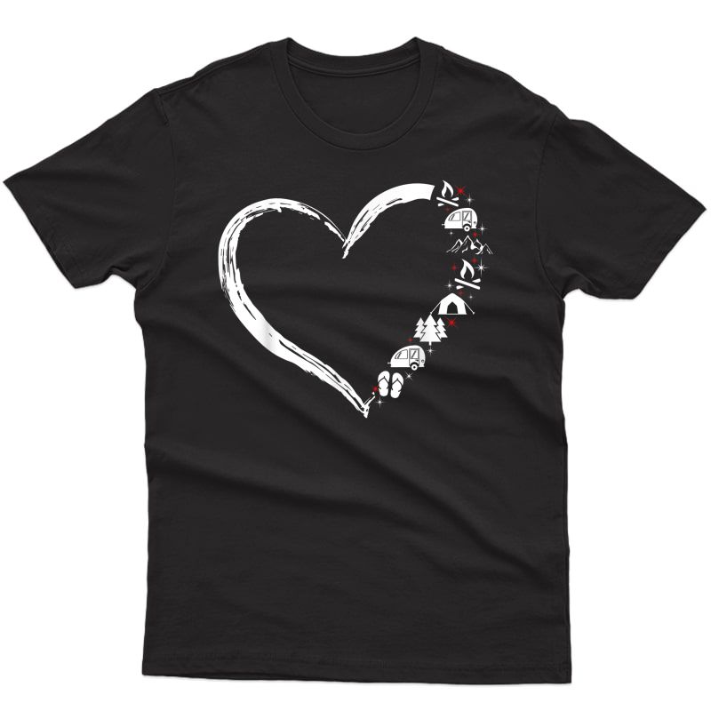 Camping Heart With Flip Flops Mountain Tents T-shirt