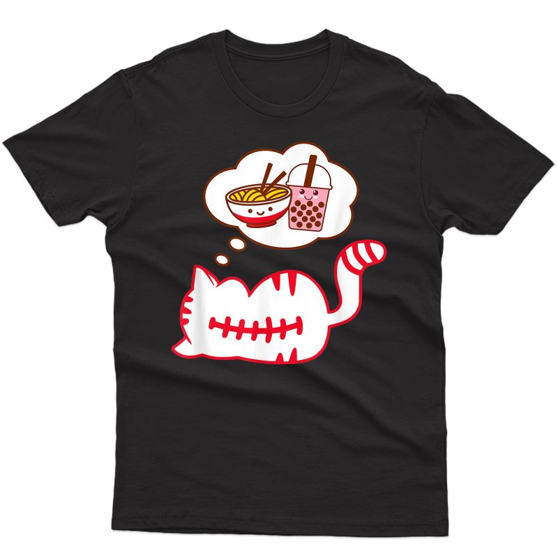 Cat Dreaming Of Ra And Boba Funny Japanese Noodle T-shirt