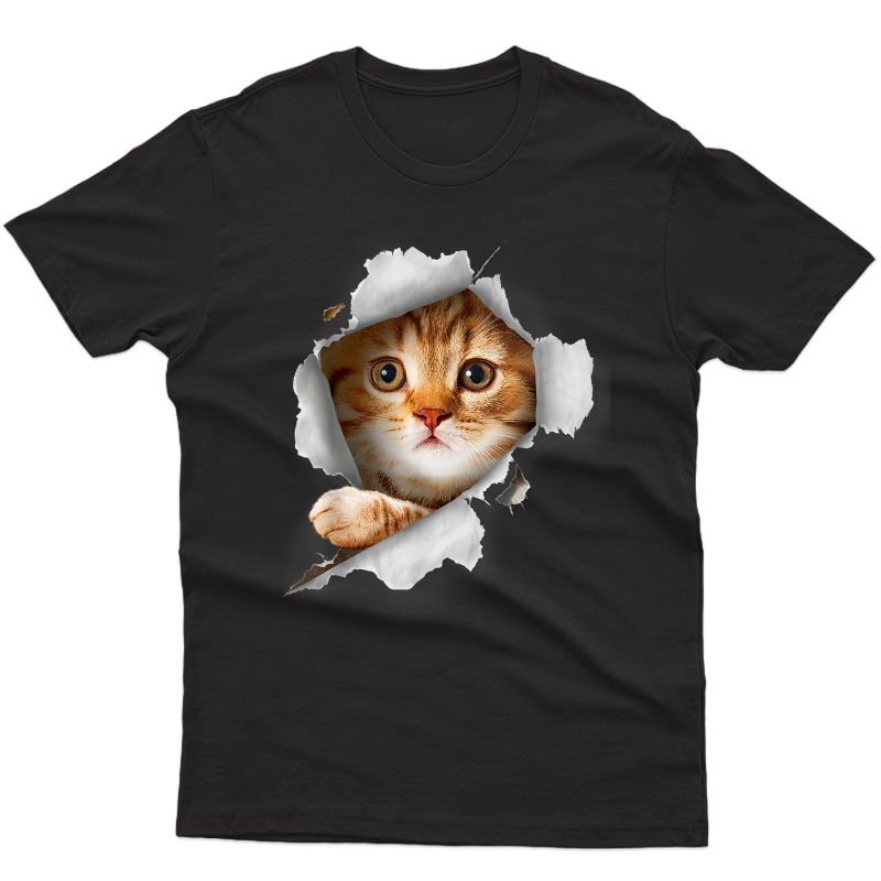 Cat Shirt, Orange Cat Tshirt, Cat Torn Cloth Shirt, Kitten T-shirt