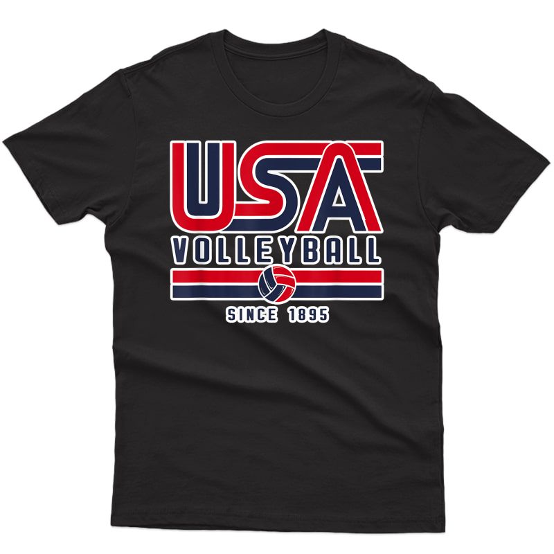 Classic Usa Volleyball Since 1895 Retro Design Red And Blue T-shirt
