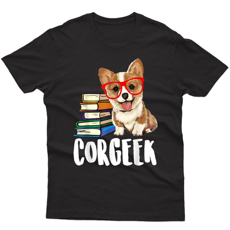 Corgeek Reading Book Tshirt Funny Corgi Dog Lover Gifts