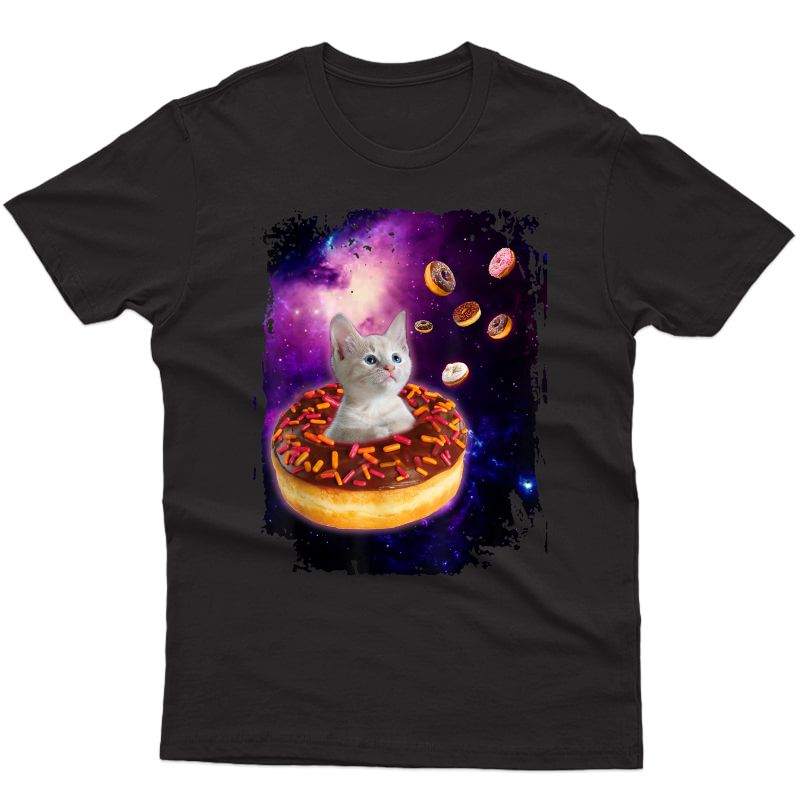 Cute Cat Inside Donut In Space Girl -kitty In Space Tee T-shirt