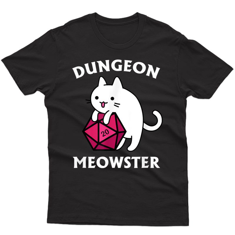 Dungeon Meowster Funny Nerdy Gamer Cat D20 Rpg T-shirt