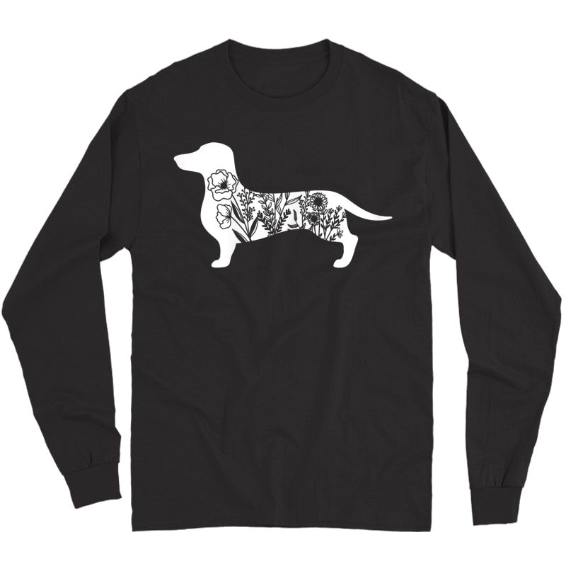 Floral Daschund Dog Floral Dog For Daschund Mom T-shirt Long Sleeve T-shirt