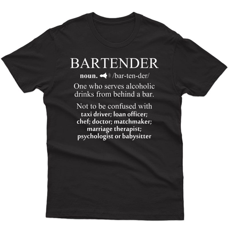 Funny Noun Bartender Definition Shirt Funny Bartending Gift