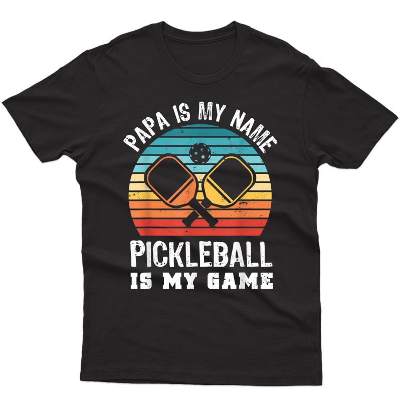 Funny Retro Papa Pickleball Sunset Gift T-shirt