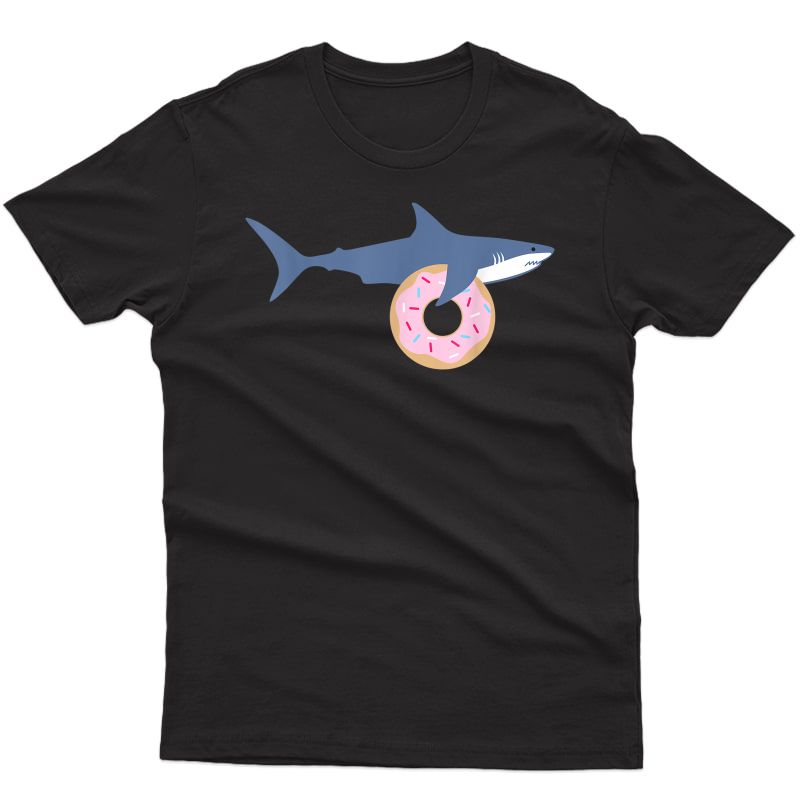 Funny Shark Carrying Donut Cute Food Gift T-shirt