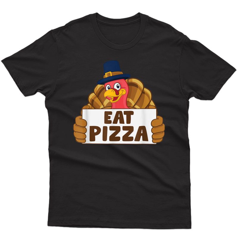 Funny Turkey Eat Pizza Thanksgiving Gift Adult Vegan T-shirt