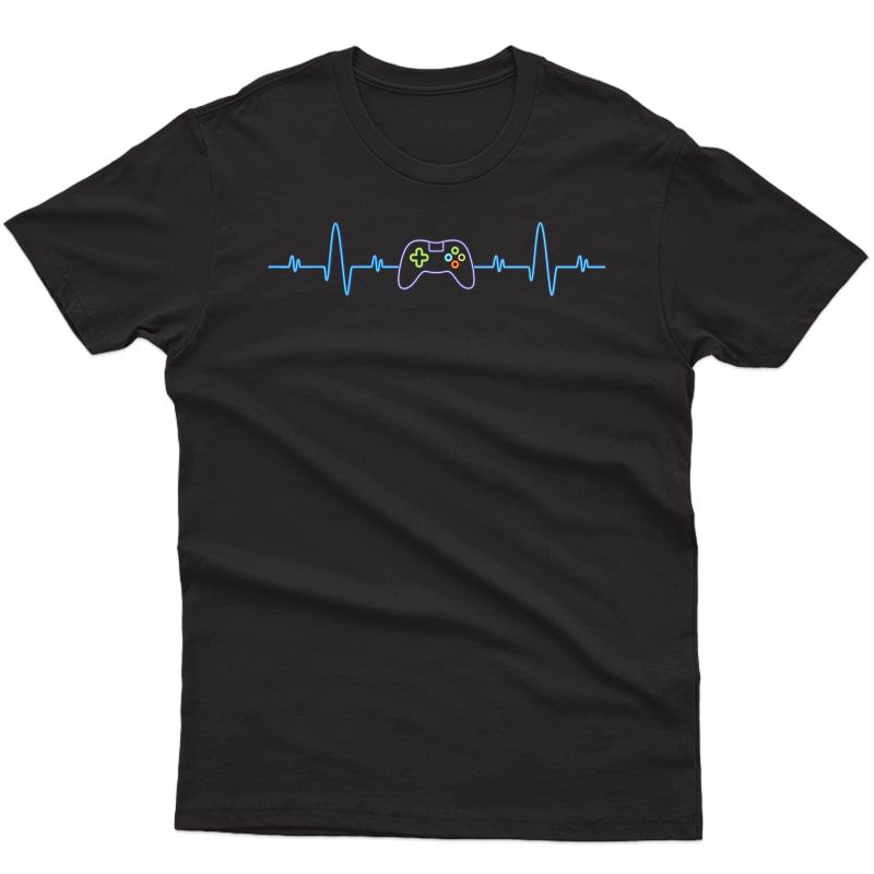 Funny Video Gamer T-shirt Gaming Geek Heartbeat T Shirt