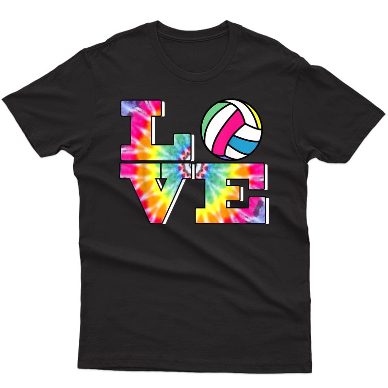 Girls Volleyball T-shirt Tie Dye Love Colorful For Teenagers