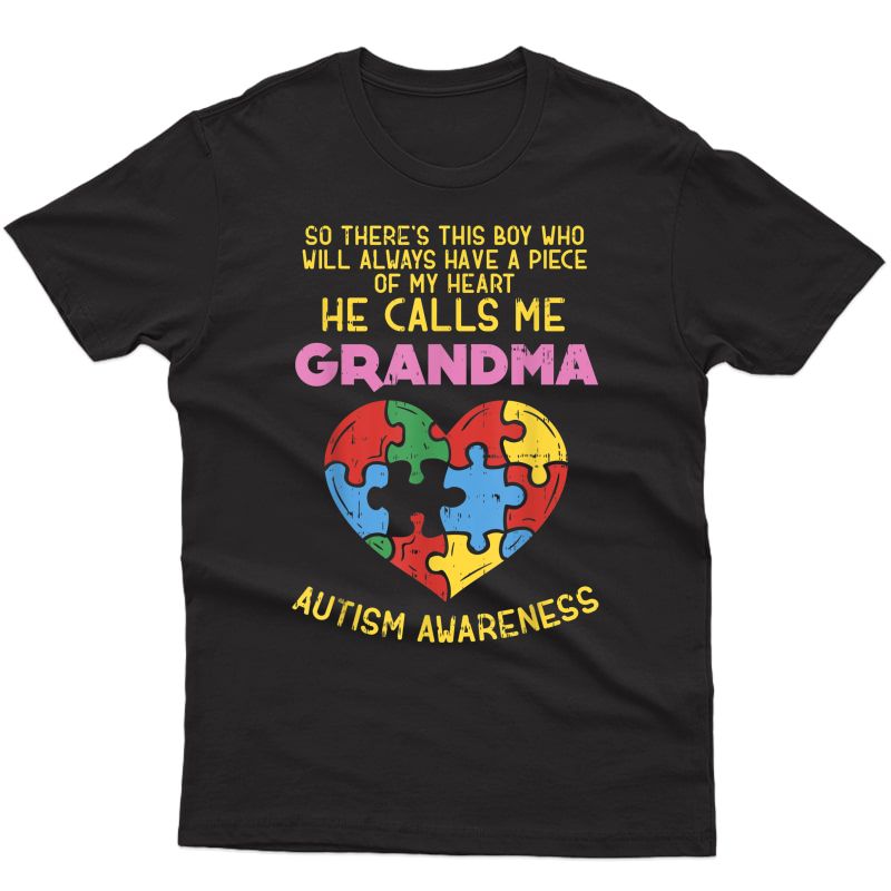 Grandma Autism Awareness Shirt Austistic Boy Piece My Heart T-shirt