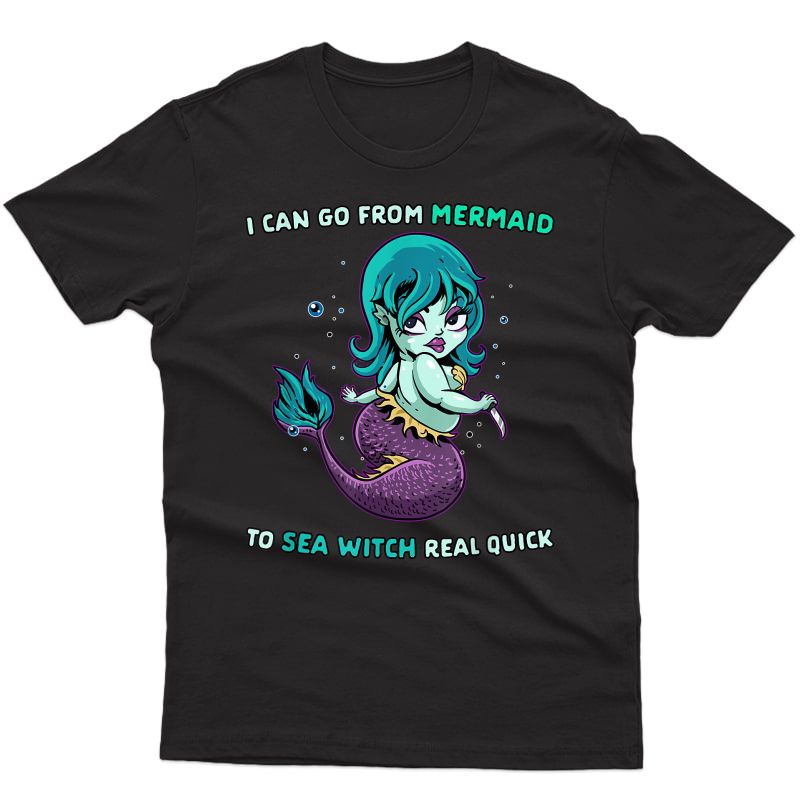 Halloween Mermaid Witch Cute Mermaid To Sea Witch Girl T-shirt