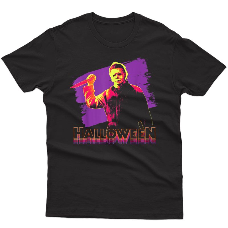 Halloween Michael Myers Neon Portrait T-shirt