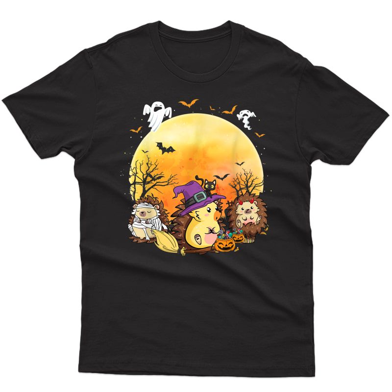 Hedgehog Zombie Witch Devil Funny Halloween Costume T-shirt