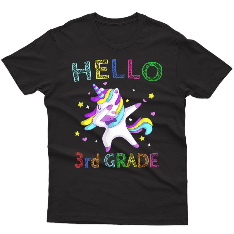 Hello 3rd Grade Tea Unicorn Back To School T-shirt