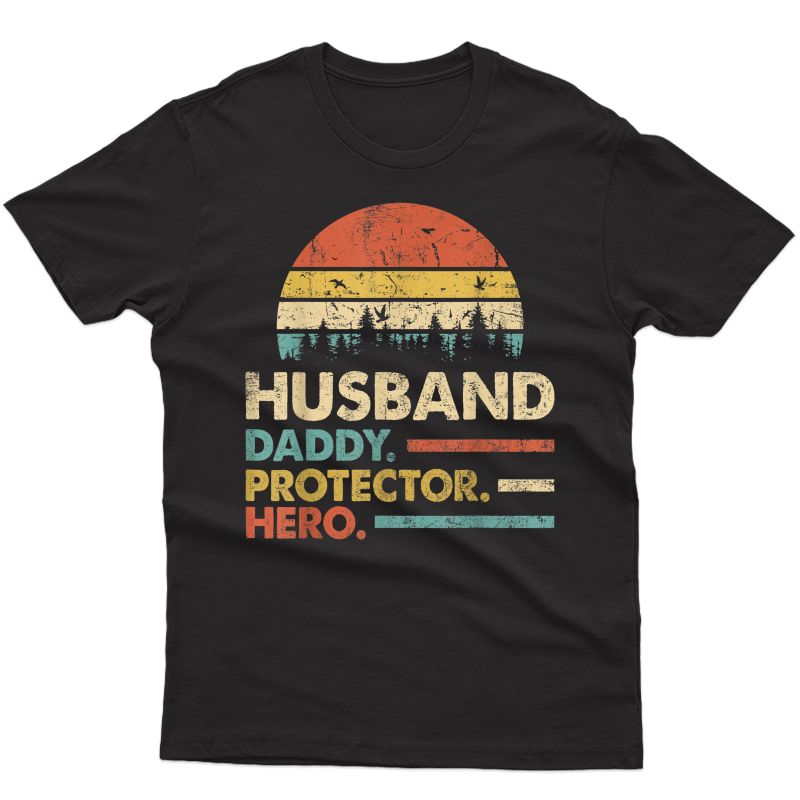 Husband Daddy Protector Hero T-shirt Dad Vintage Papa Gift