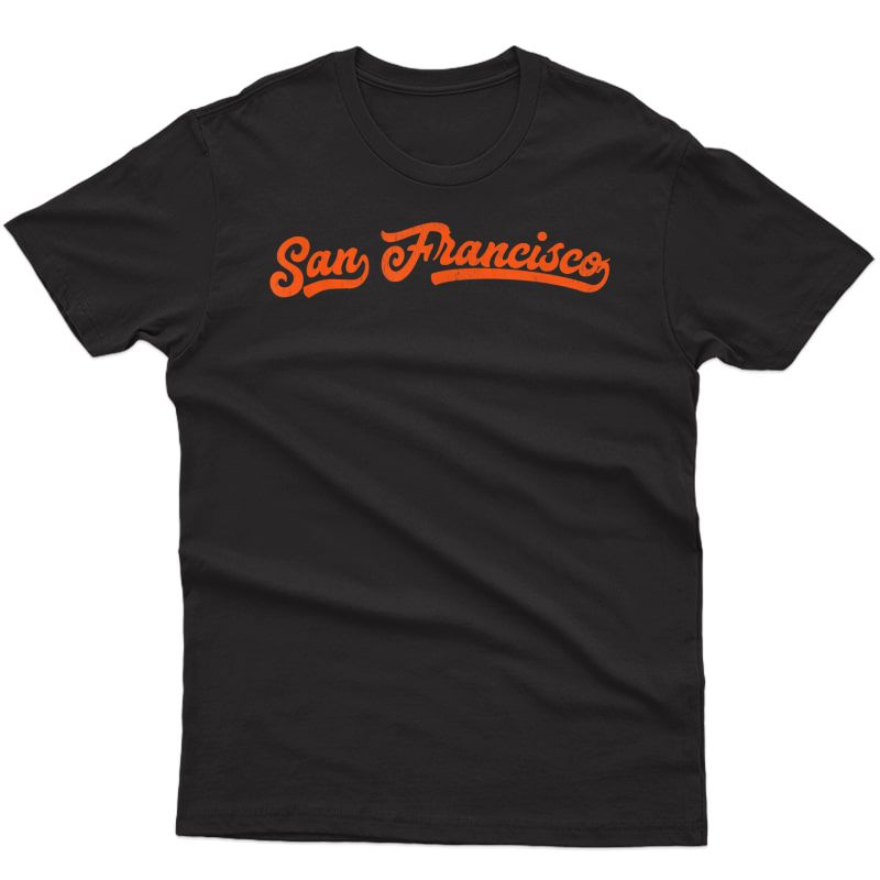 I Love San Francisco Distressed Baseball Script T-shirt