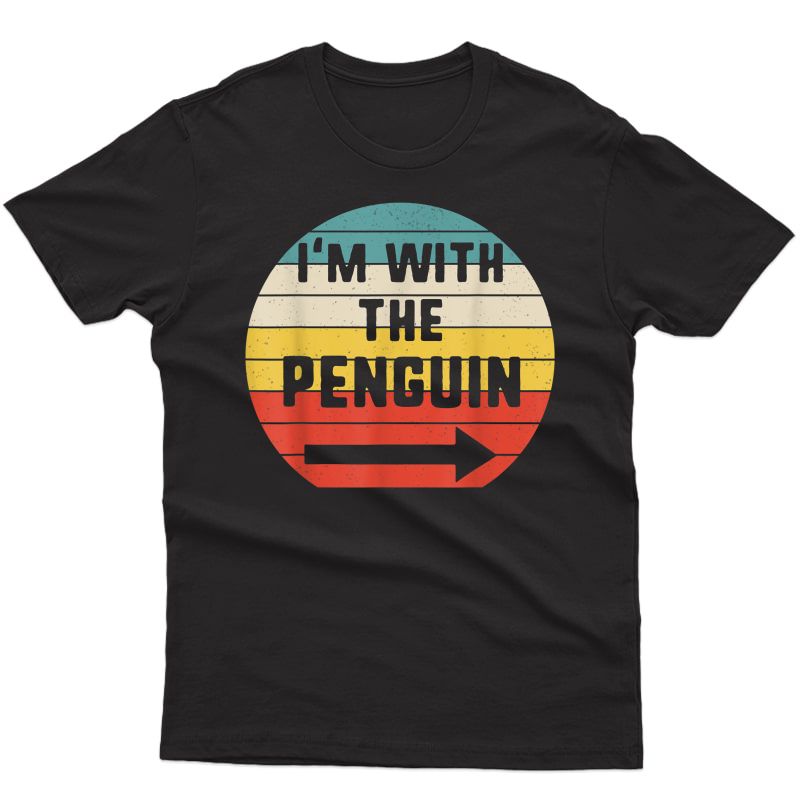 I'm With Penguin Halloween Matching Couple Costume Vintage T-shirt