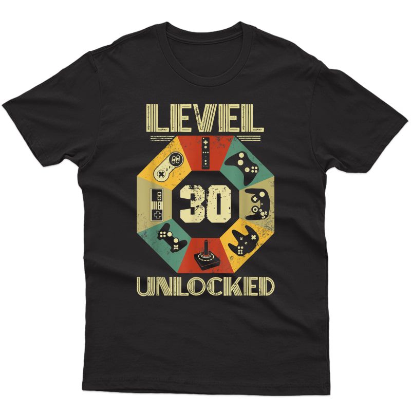 Level 30 Unlocked T Shirt Funny Video Gamer 30th Birthday