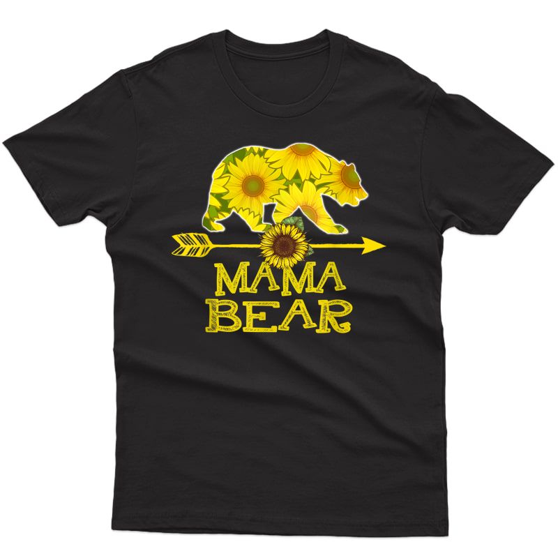 Mama Bear T-shirt Funny Sunflower Mother Father Gifts T-shirt