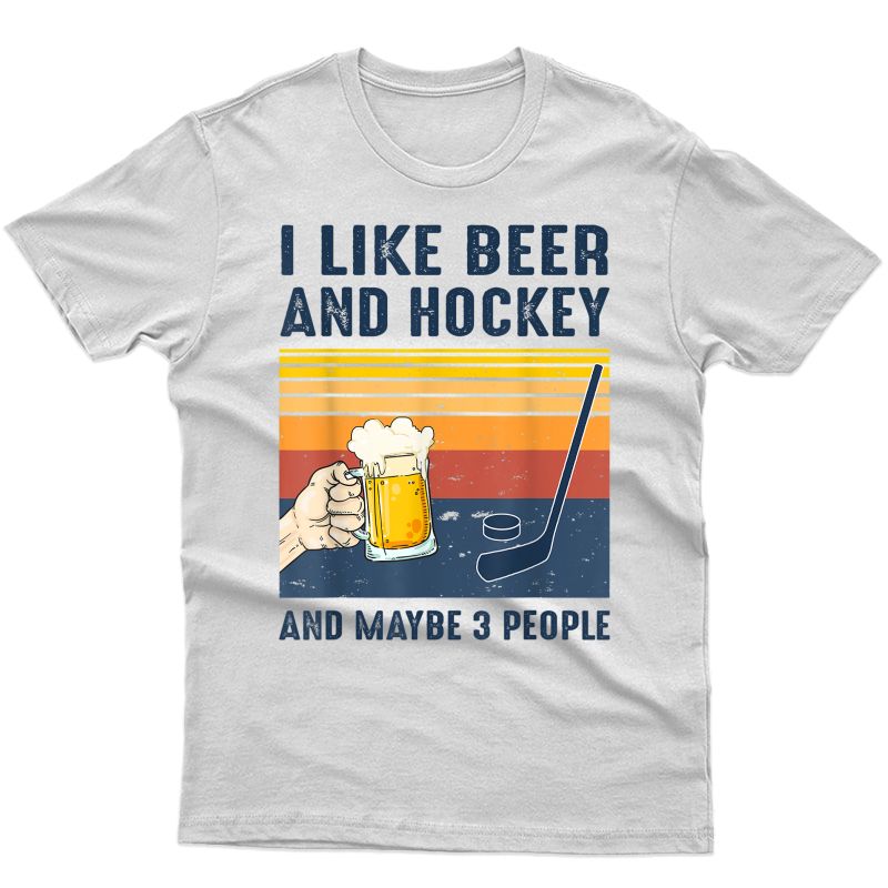S Vintage I Like Beer Hockey Maybe 3 People T-shirt