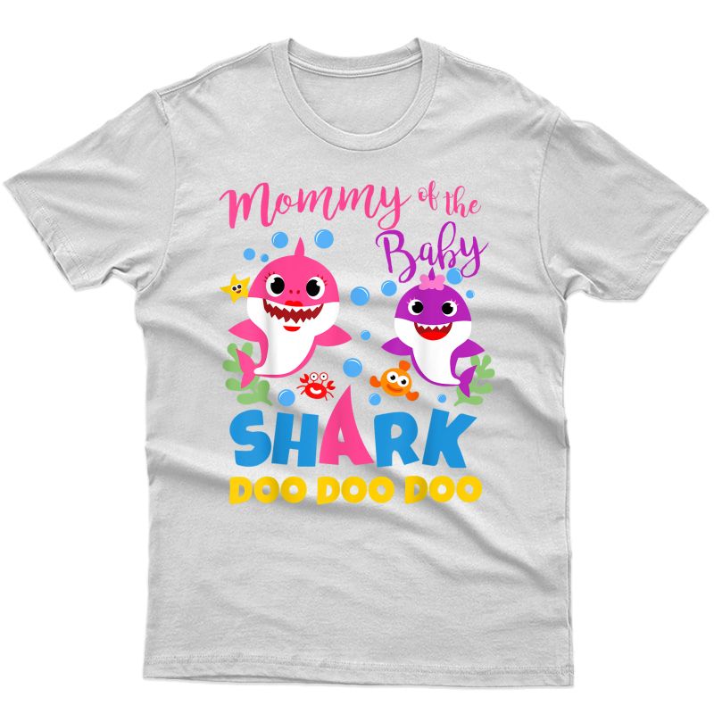 Mommy Of The Baby Shark Girl Pink Purple Family Gift Doo T-shirt