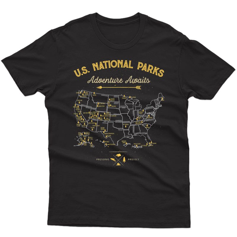 National Parks T Shirt Map Camping Tshirt Hiking T-shirt