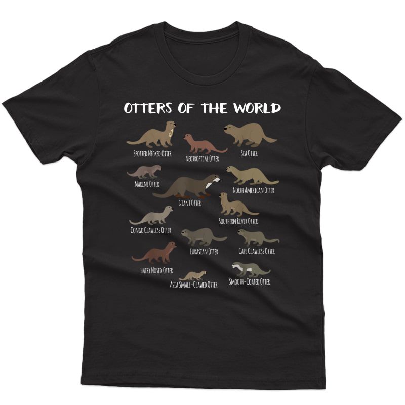 Otters Of The World Sea Otter Giant Otter Educational Gift T-shirt