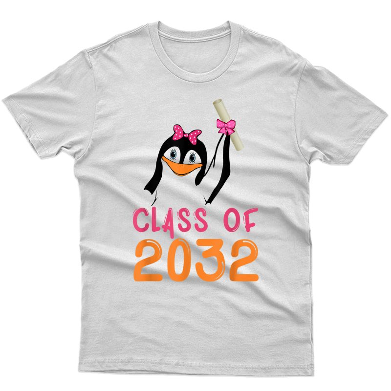 Penguin Class Of 2032 Grow With Me Shirt Girls Graduation T-shirt