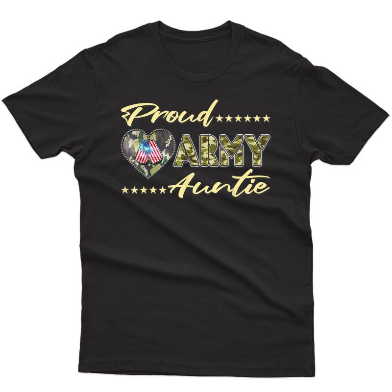 Proud Army Auntie Us Flag Dog Tags Military Aunt Family Gift T-shirt