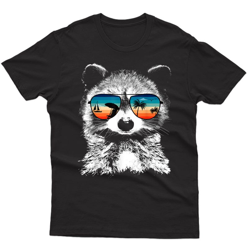 Raccoon Shirts With Glasses Sunglasses Retro Style T-shirt