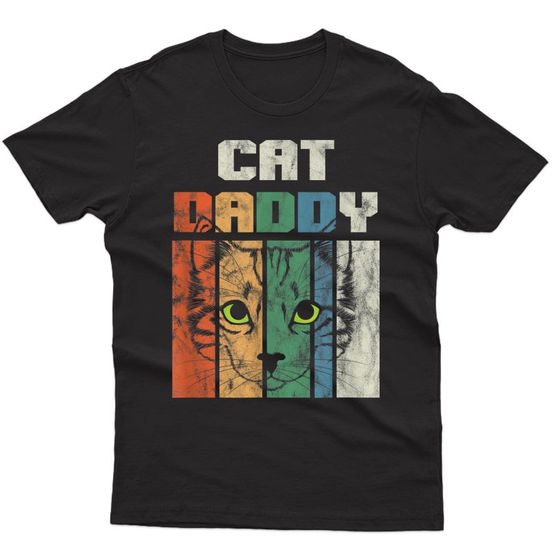 Retro Cat Dad Daddy Cool Kitten Lover Vintage T-shirt