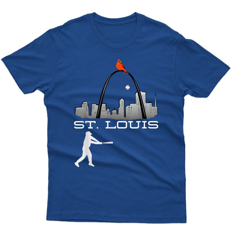 Saint Louis Red Cardinal Tshirt Skyline Baseball Player