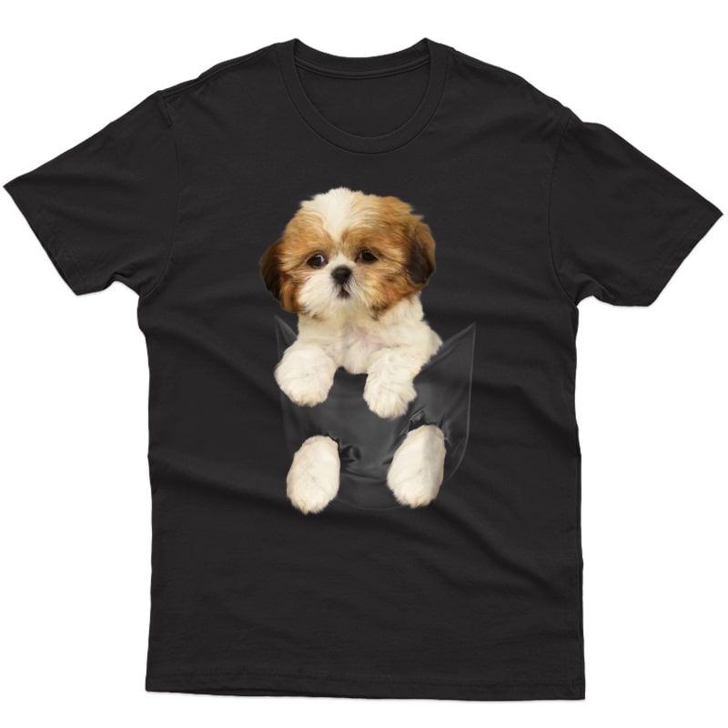 Shih Tzu Puppy In Pocket T-shirt