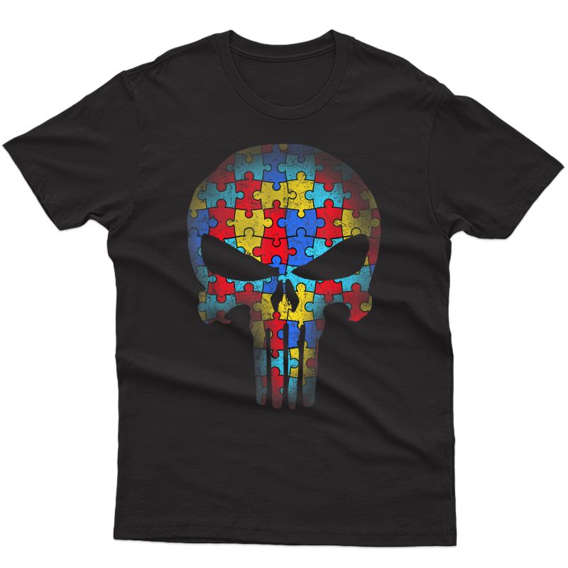 Skull Autism Awareness Tee Mom Dad Autism T-shirt