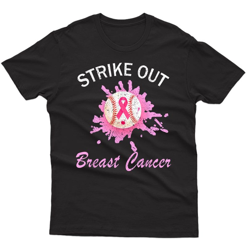 Strike Out Breast Cancer Awareness Baseball Pink Ribbon T-shirt