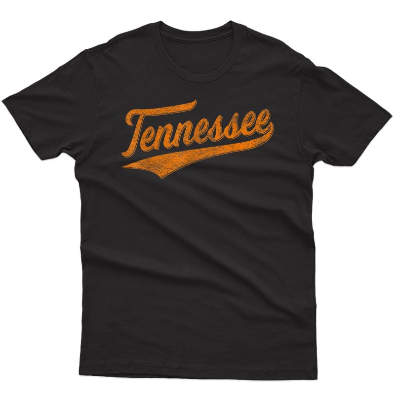 Tennessee Baseball Sports Script Cursive Flag Swoosh Retro T-shirt