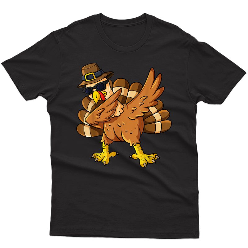Thanksgiving Day Dabbing Turkey Pilgrim Girls T-shirt