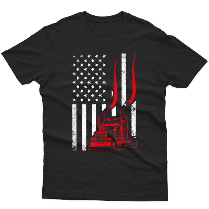 Trucker American Flag Image Truck Driver Dad Illustration T-shirt