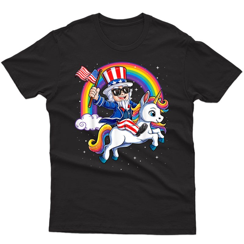 Unicorn Uncle Sam 4th Of July Mericorn Usa Flag T-shirt