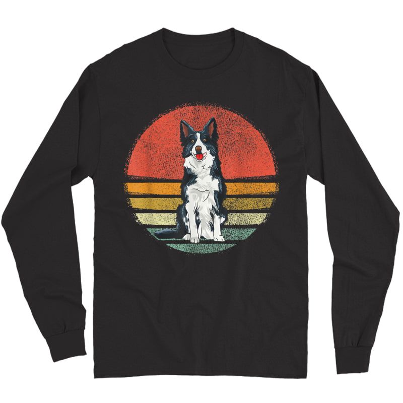 Vintage Border Collie Dog Retro Border Collie Lover T-shirt Long Sleeve T-shirt