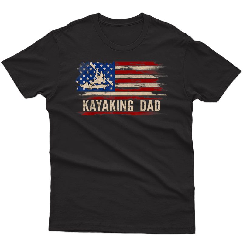 Vintage Kayaking Dad American Usa Flag Kayak Gift T-shirt