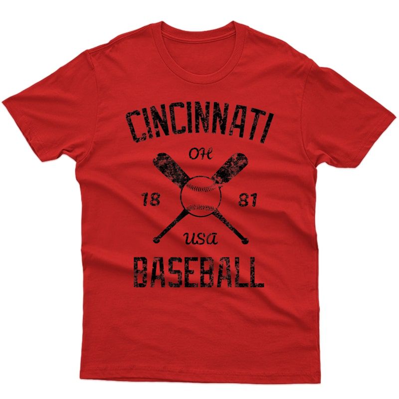 Vintage-look Distressed Cincinnati Ohio 1881 Baseball Ts