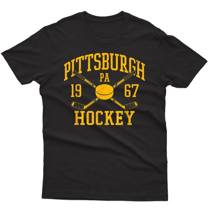 Vintage Pittsburgh Ice Hockey Sticks Pit Penguin Gift T-shirt